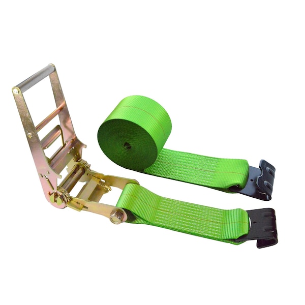 1 Pack Heavy Duty 4" x 30' Ratchet Tie Down Strap Flat Hook for Farm Trailer Truck Green